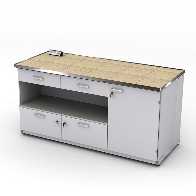 Cтіл демонстраційний лабораторний ЕКСПЕРТ з розетками, шухлядами та тумбою, 1800х750х900, керамограніт, арт. 141-08.235